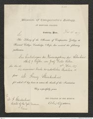 Nachlass Franz Steindachner, Brief von Alexander Agassiz an Franz Steindachner (28.11.1877), Inv.Nr. 2.03, Seite 1